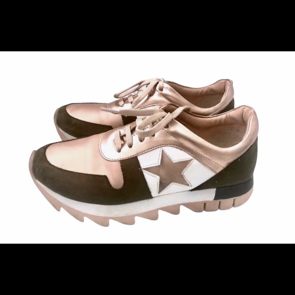 High Heeled Rose Golden Sneakers